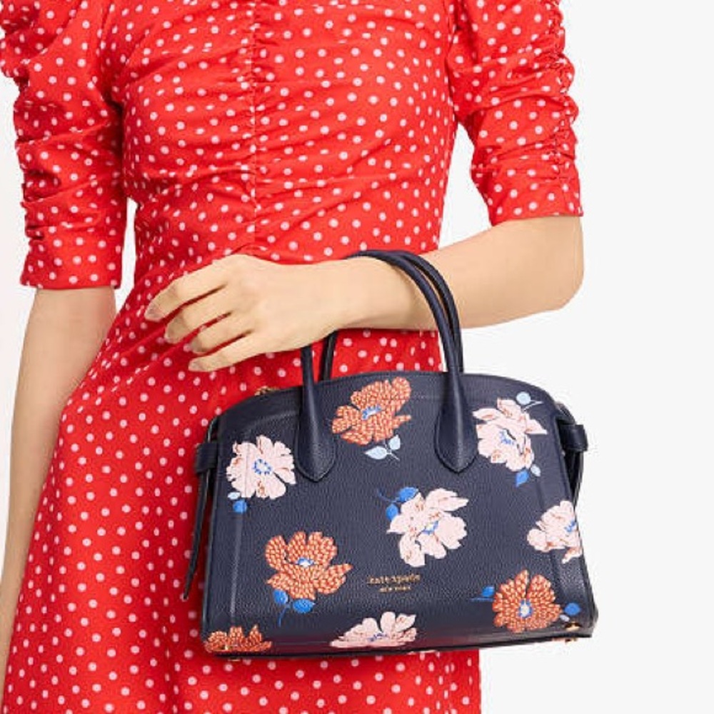 kate spade NWT! Knott Dotty Floral Embossed Medium Zip-top Satchel